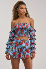 ROSES FOR EVERYONE OFF THE SHOULDER BLOUSE