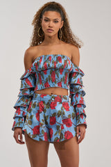 ROSES FOR EVERYONE OFF THE SHOULDER BLOUSE