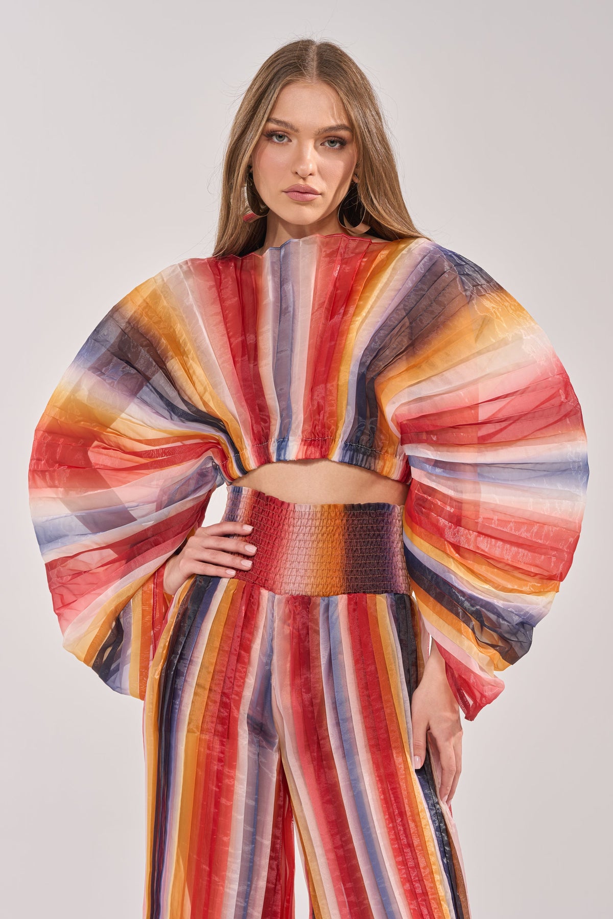 FANNED OUT CHIFFON BLOUSE