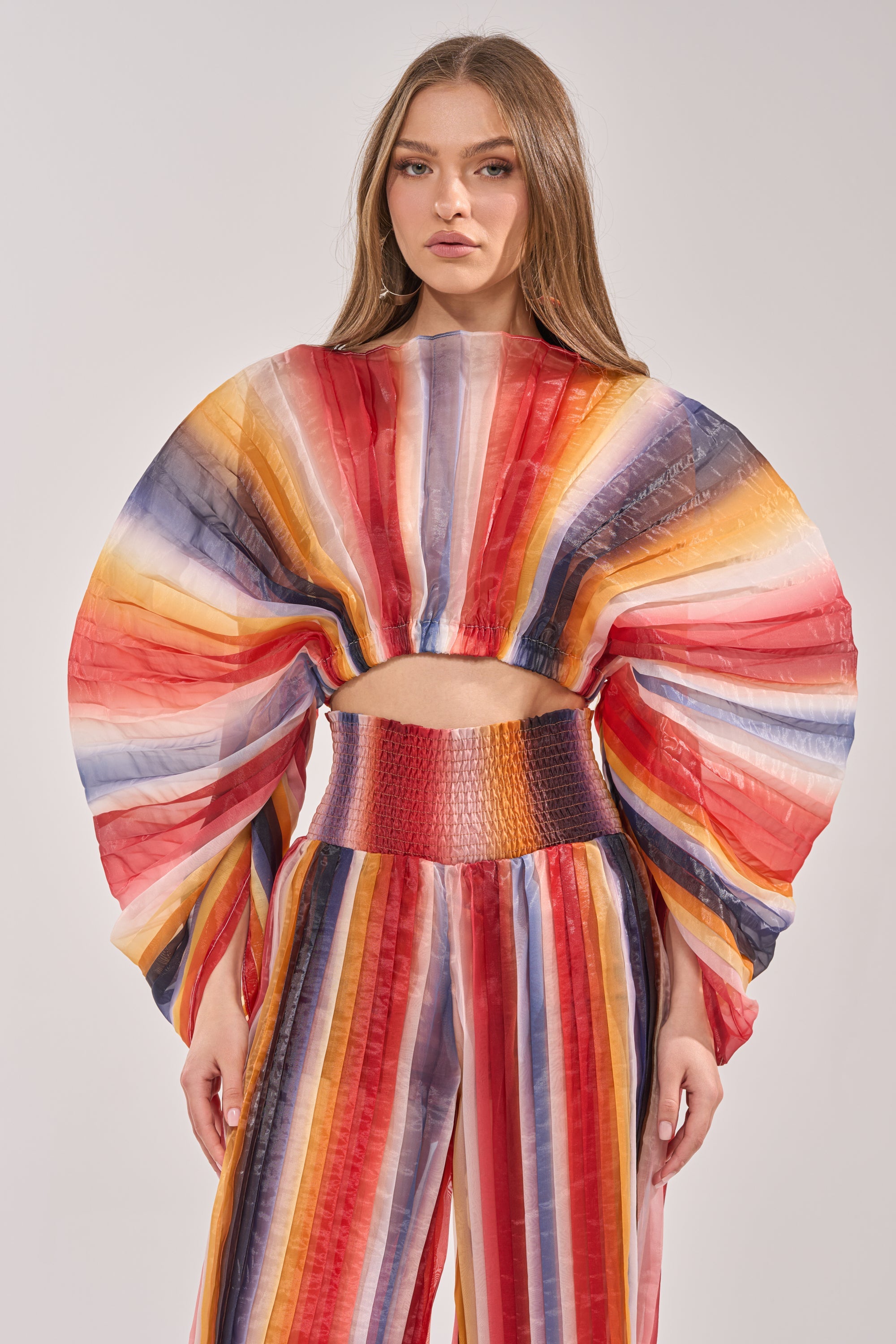 FANNED OUT CHIFFON BLOUSE
