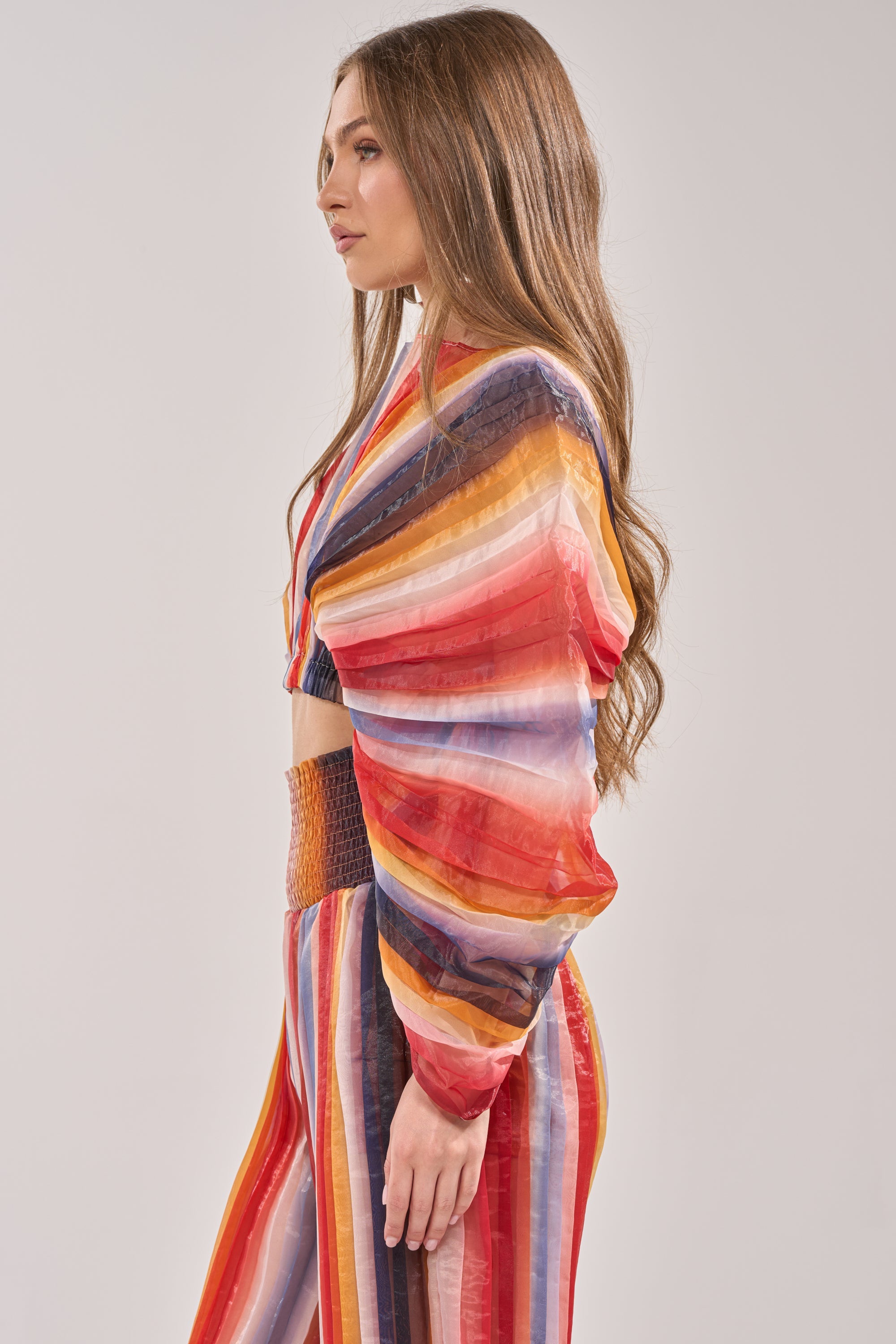 FANNED OUT CHIFFON BLOUSE