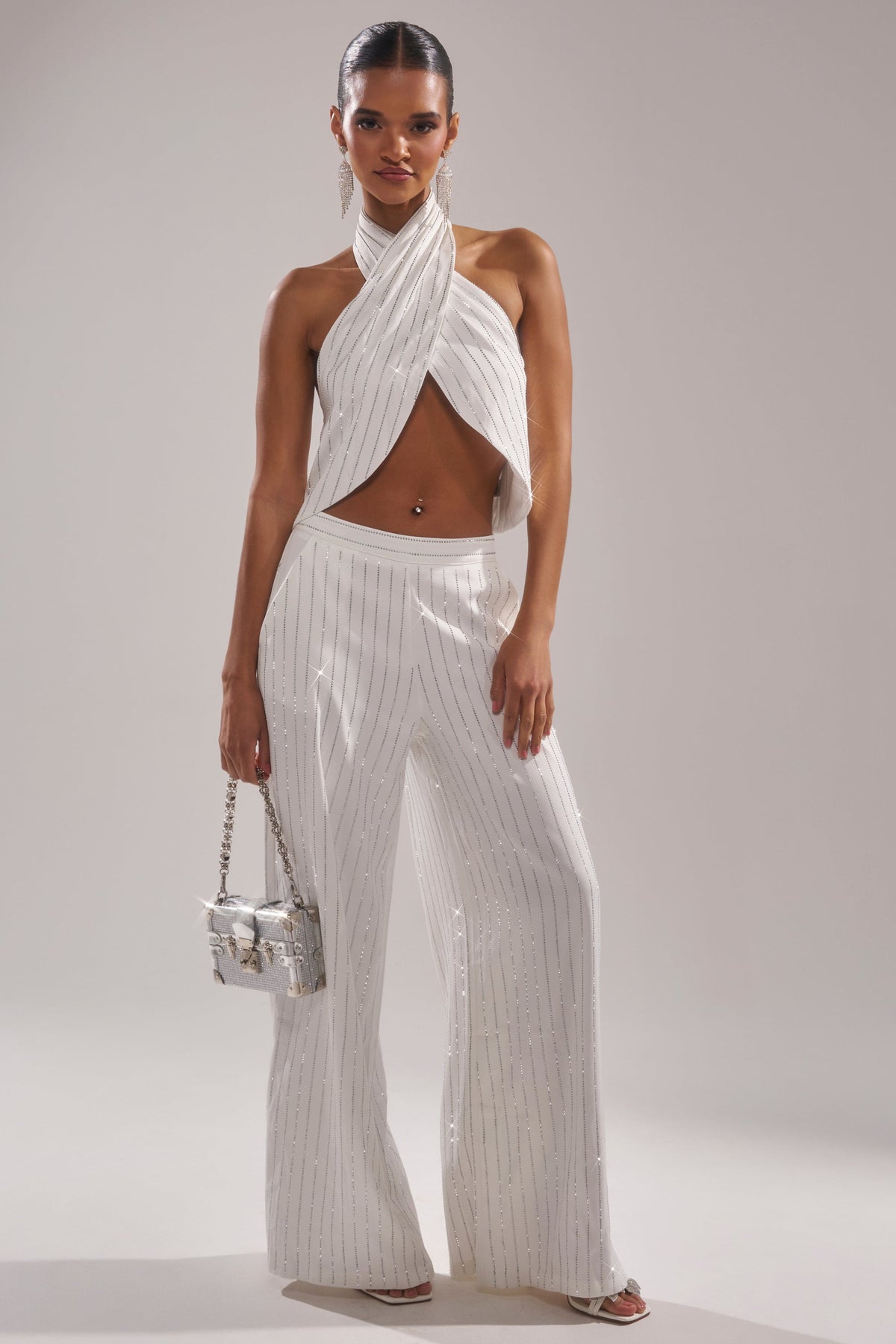PRINCESS TREATMENT RHINESTONE WIDE LEG PANT