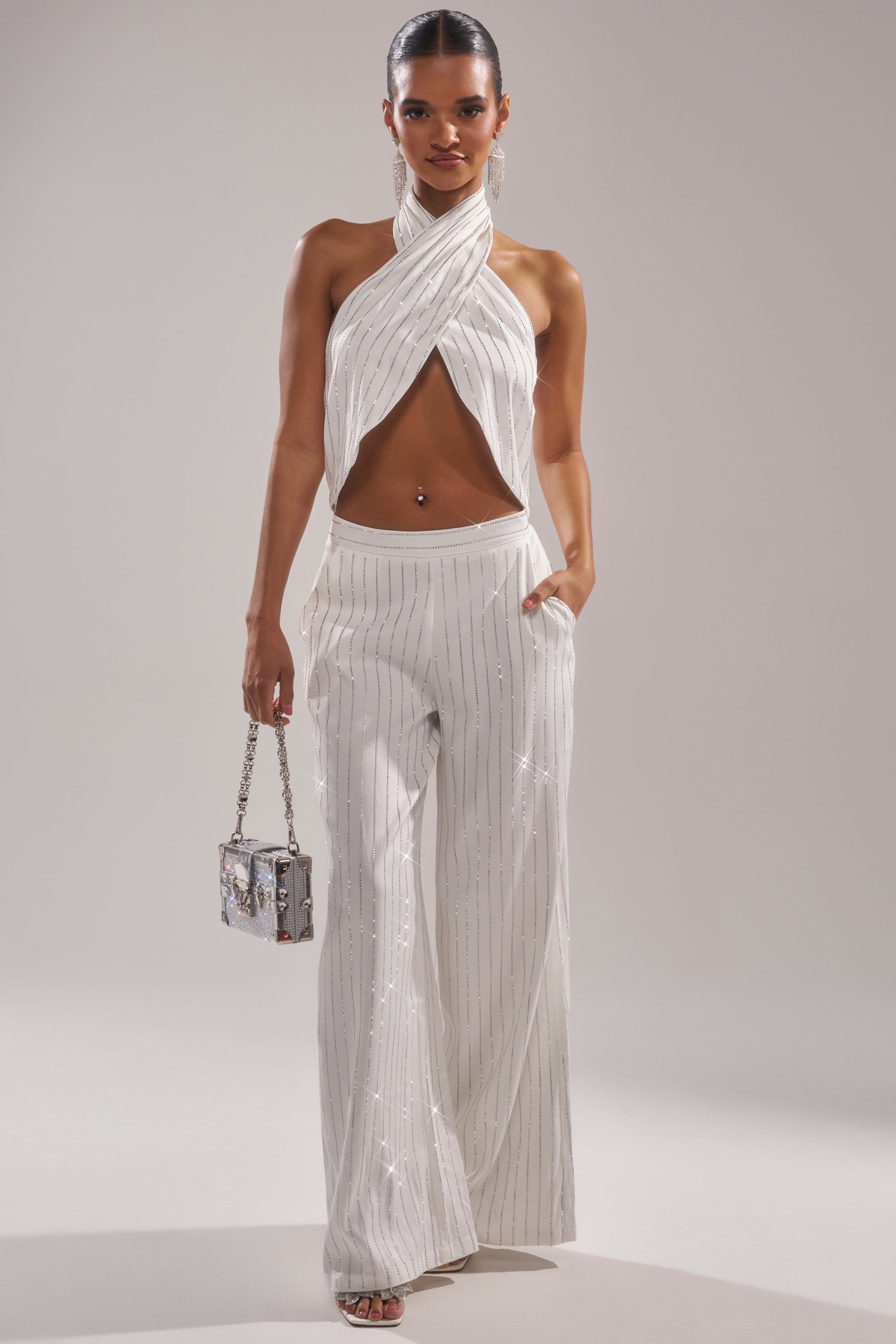 PRINCESS TREATMENT RHINESTONE WIDE LEG PANT