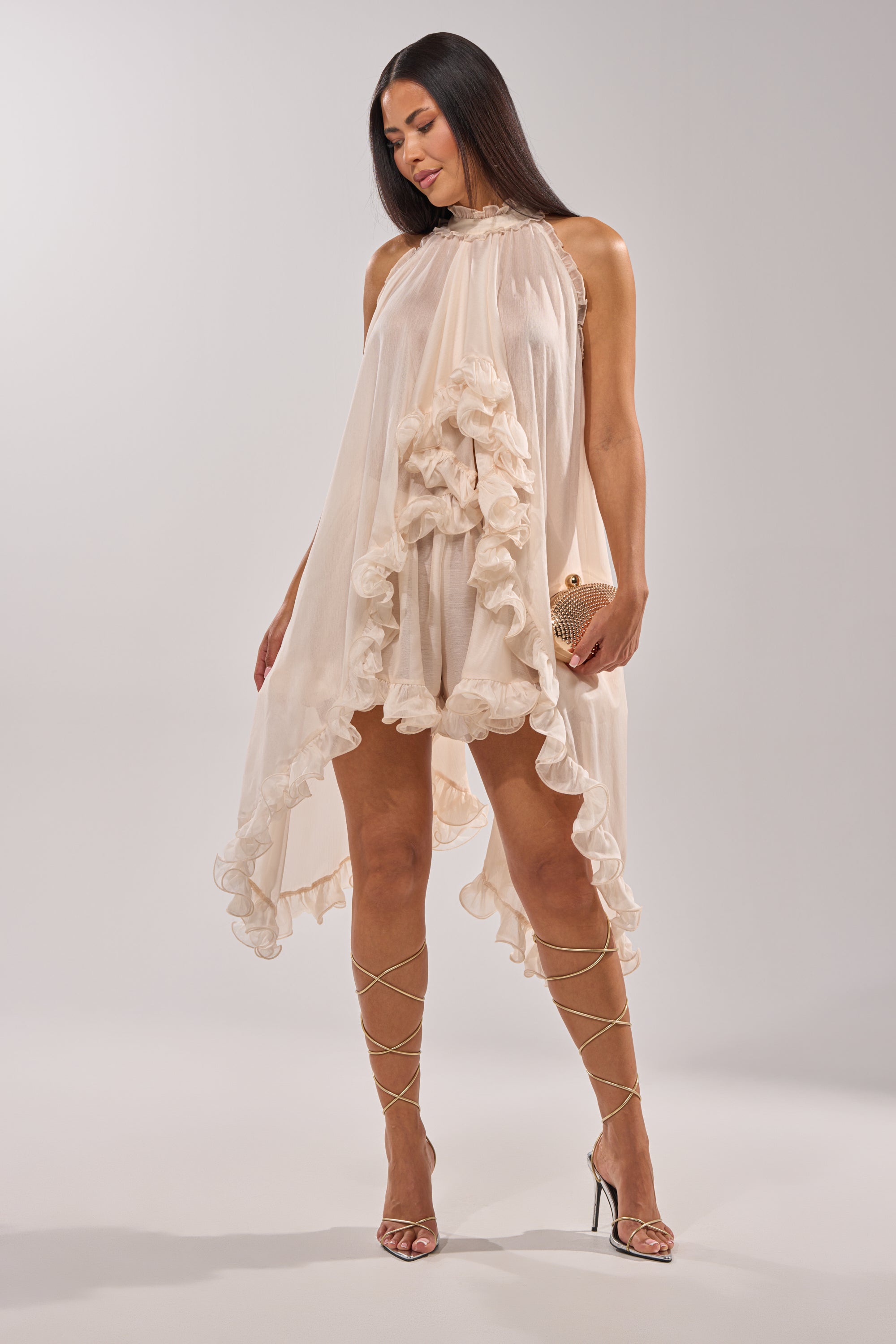 TALK TO ME HIGH LOW MESH BLOUSE