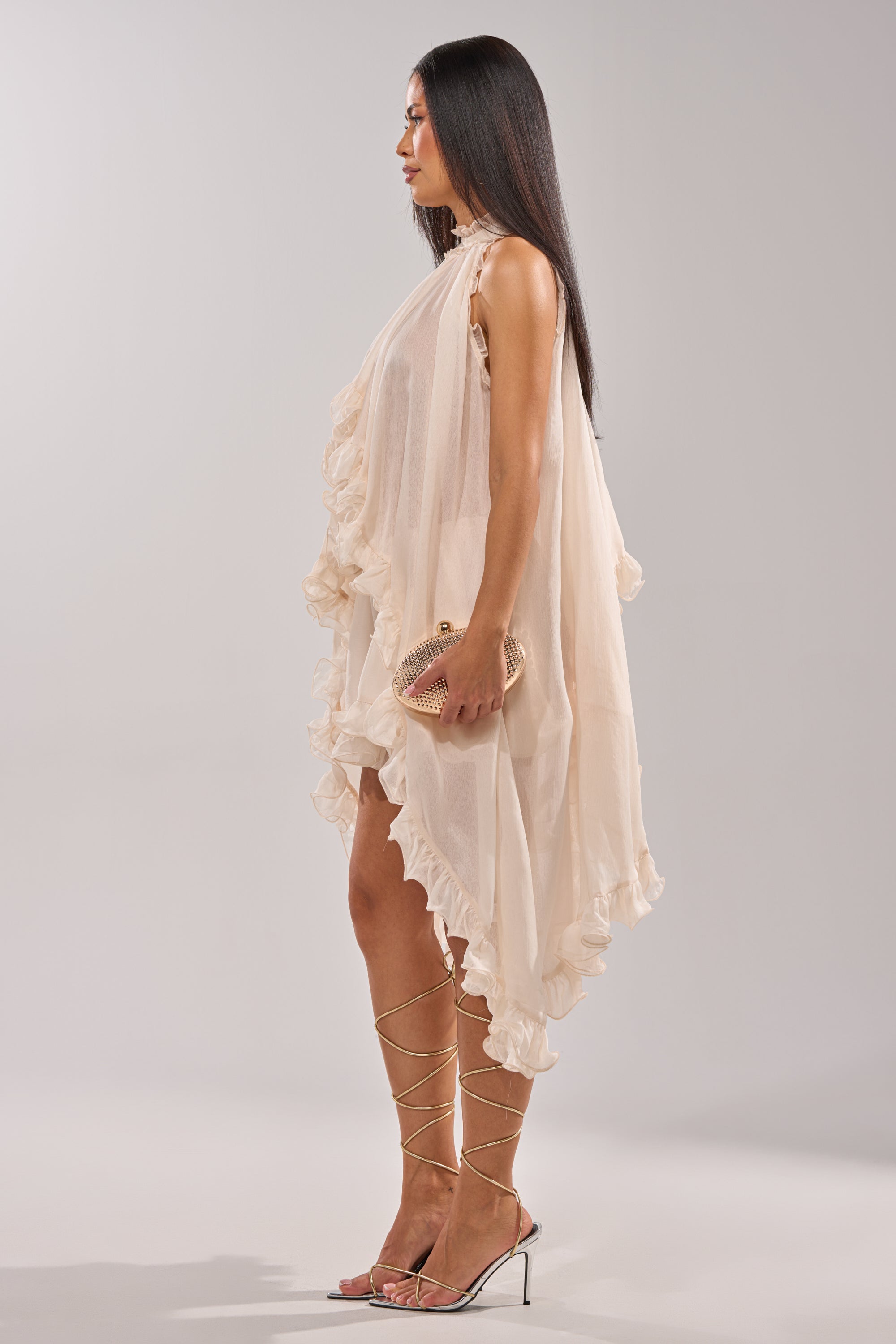 TALK TO ME HIGH LOW MESH BLOUSE
