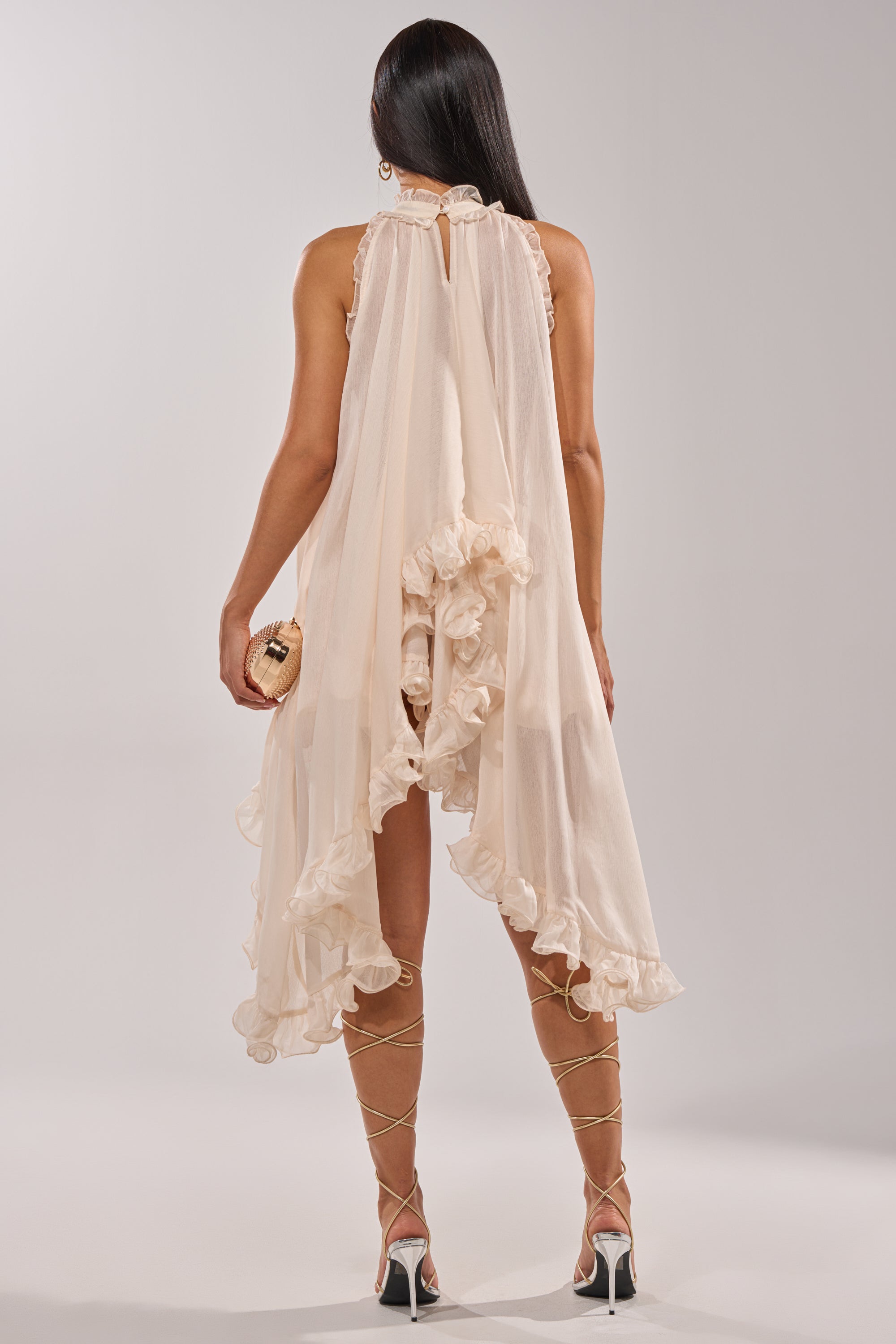 TALK TO ME HIGH LOW MESH BLOUSE