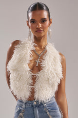 ACT UP FUR BLOUSE IN WHITE