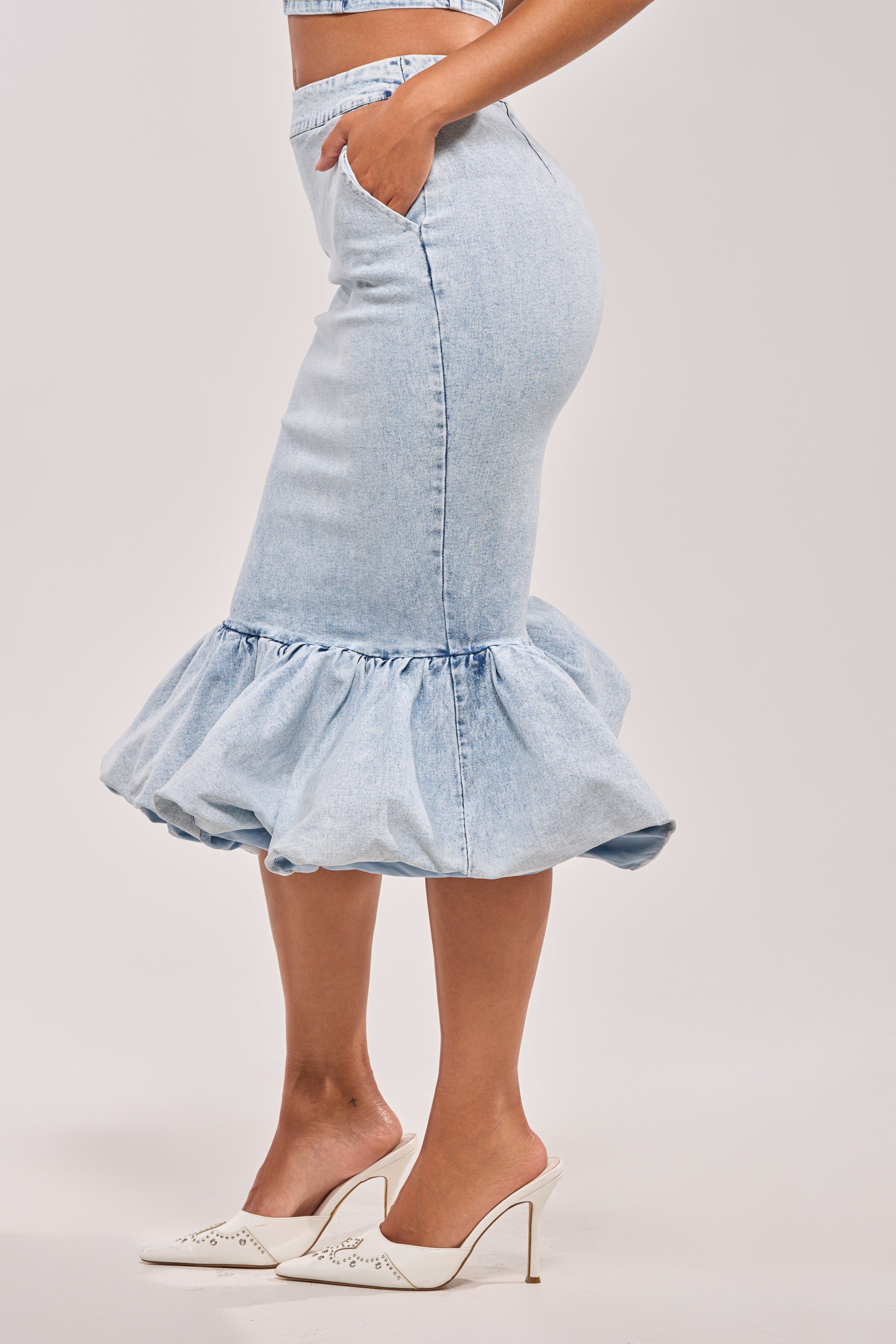 LOVE ME LIKE THAT DENIM MIDI SKIRT