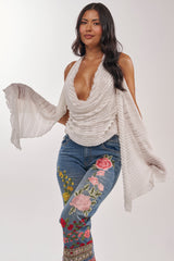 TAKE ME TO THE TROPICS COWL NECK BLOUSE