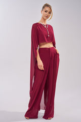 COOL GIRL CHIFFON BLOUSE IN BURGUNDY