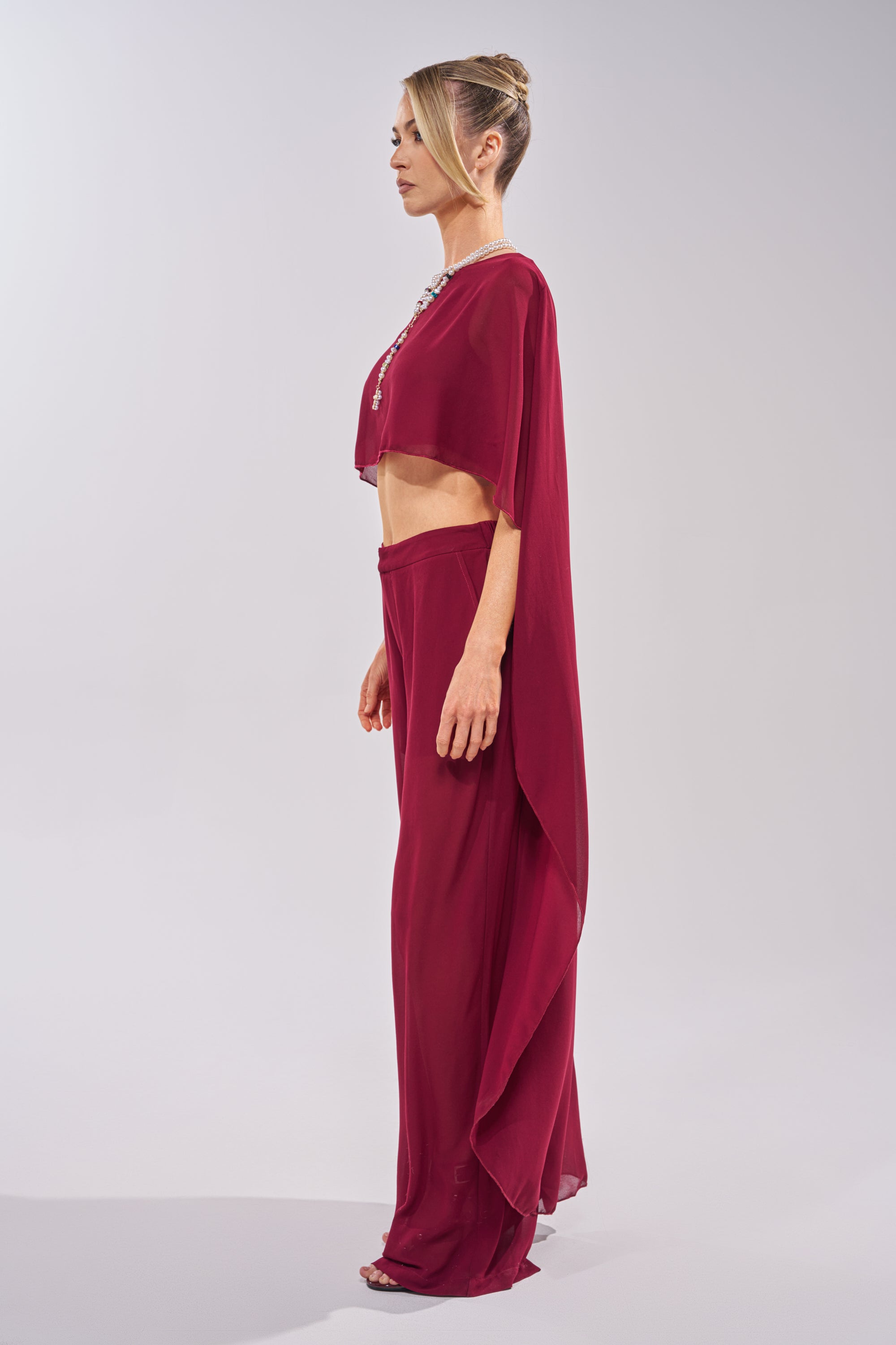 COOL GIRL CHIFFON BLOUSE IN BURGUNDY