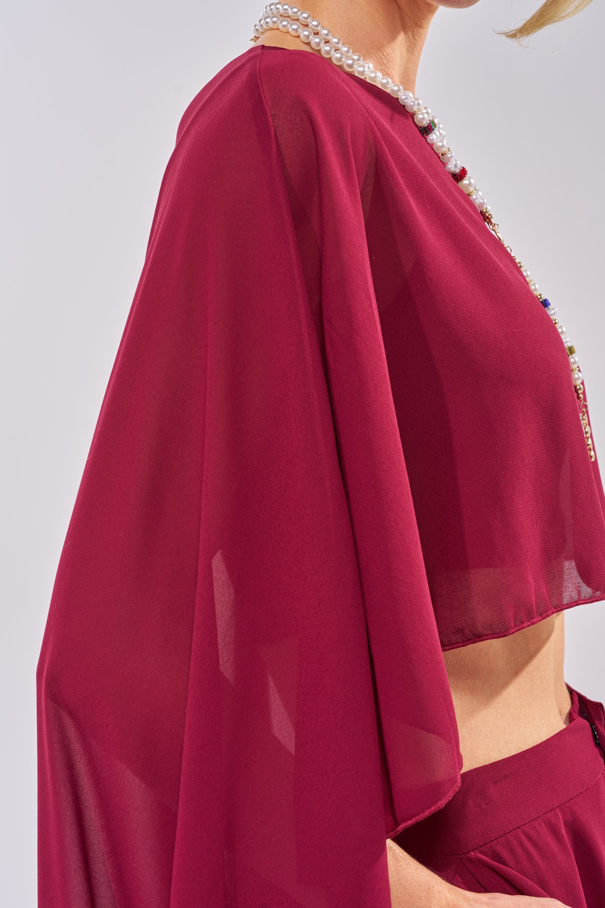 COOL GIRL CHIFFON BLOUSE IN BURGUNDY