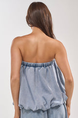 PUMPED UP DENIM BLOUSE