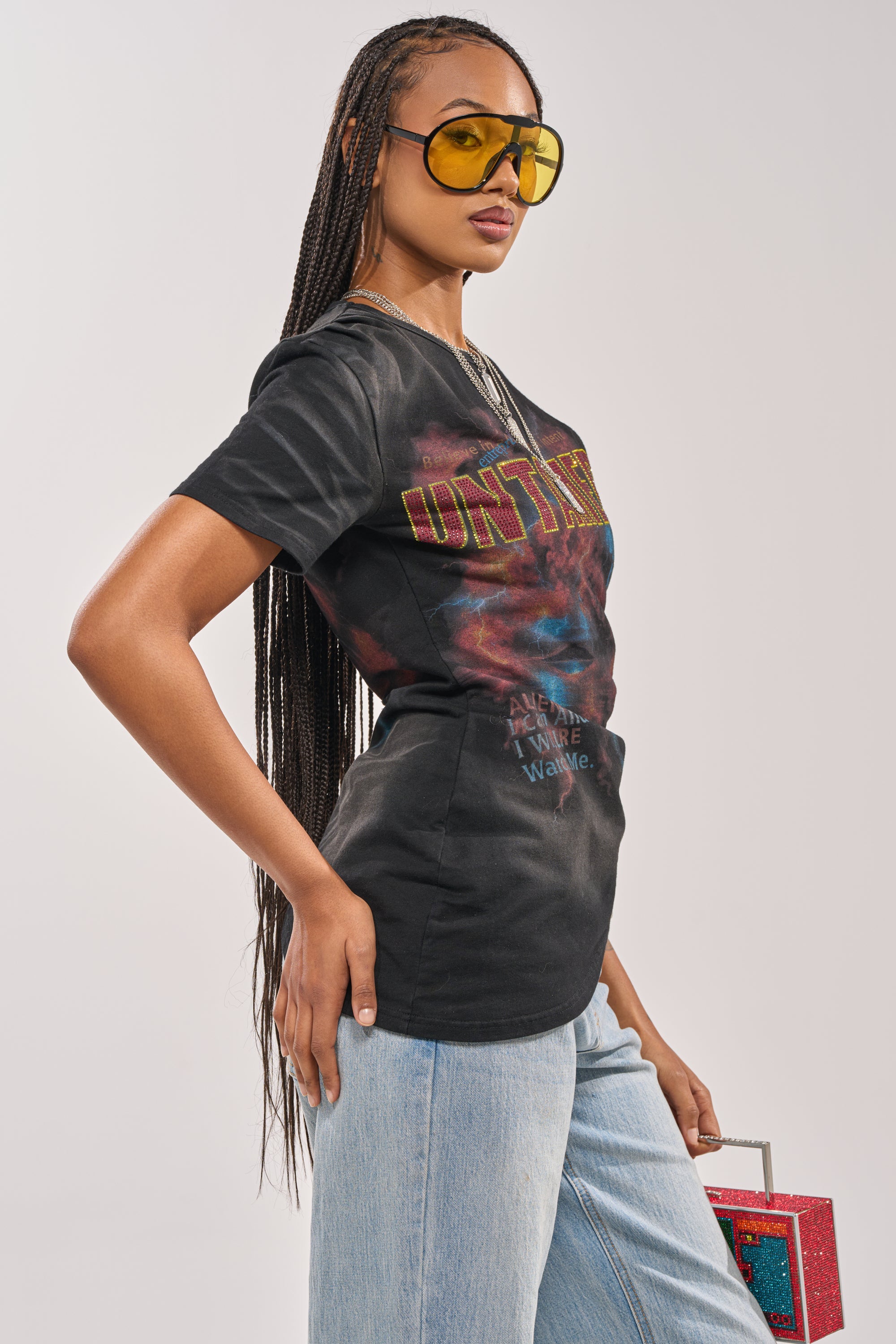 UNTAMED SINGLE SLEEVE ASYMMETRICAL TEE