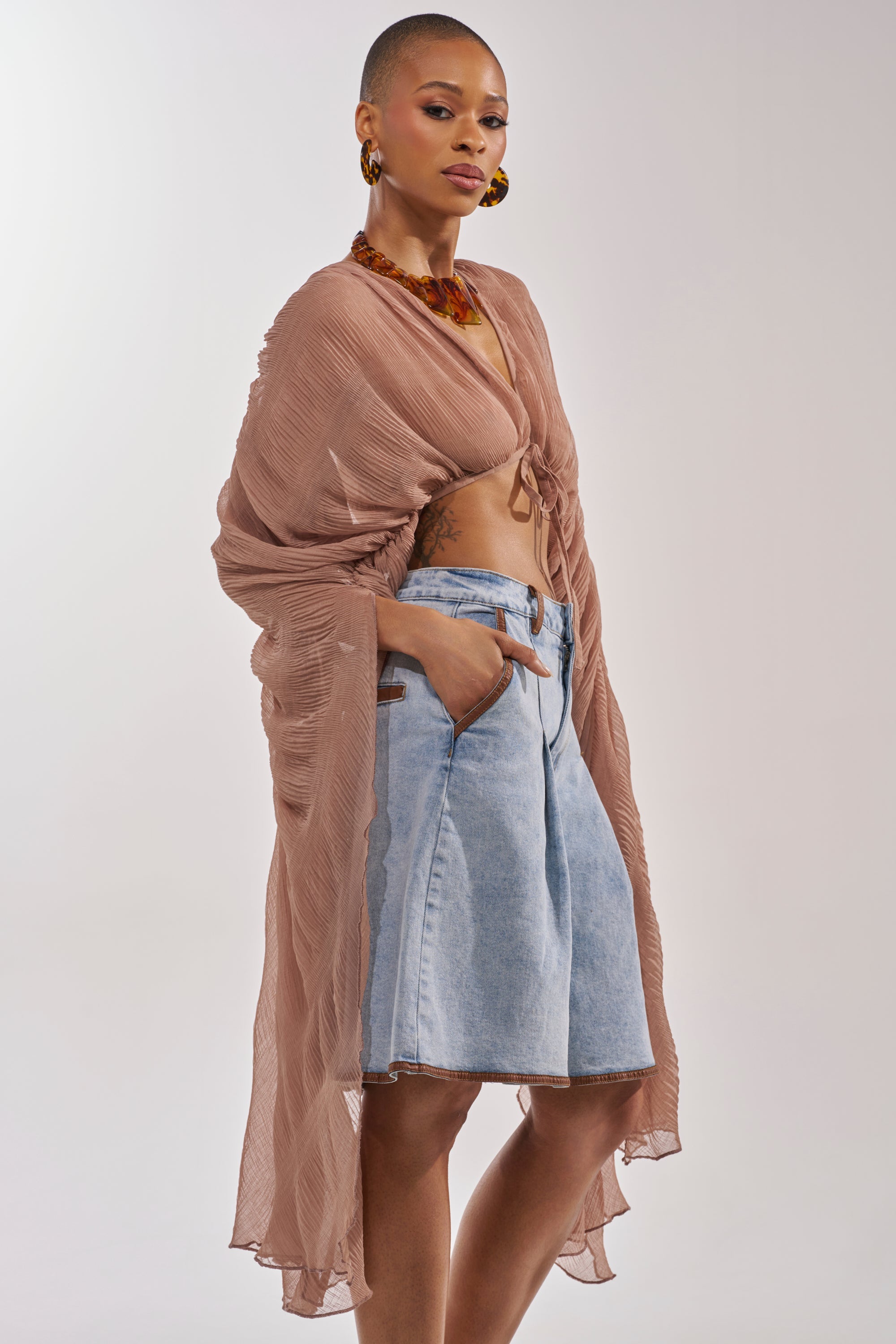 FLY AWAY CHIFFON BLOUSE IN TAUPE