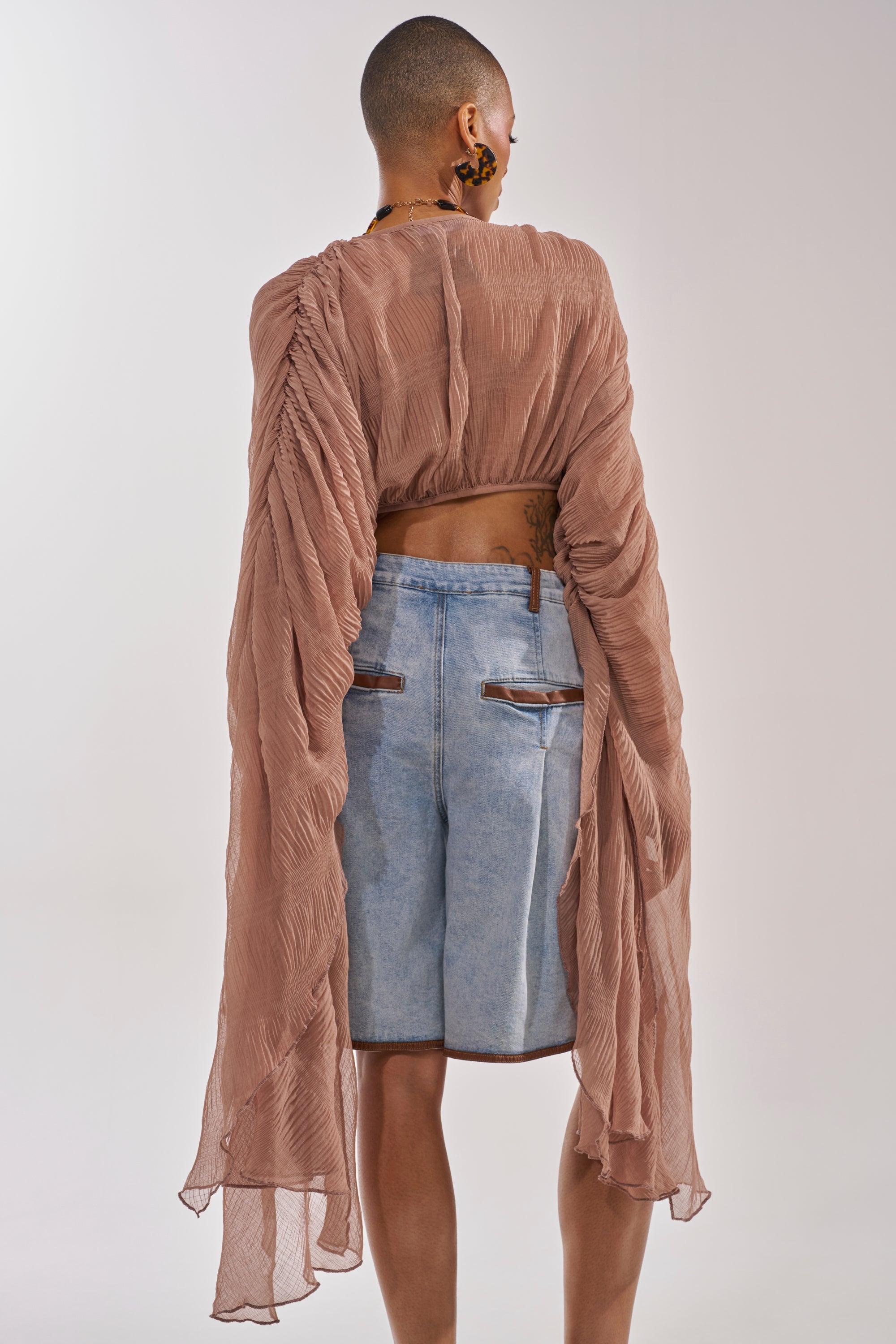 FLY AWAY CHIFFON BLOUSE IN TAUPE