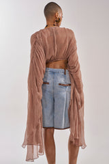 FLY AWAY CHIFFON BLOUSE IN TAUPE