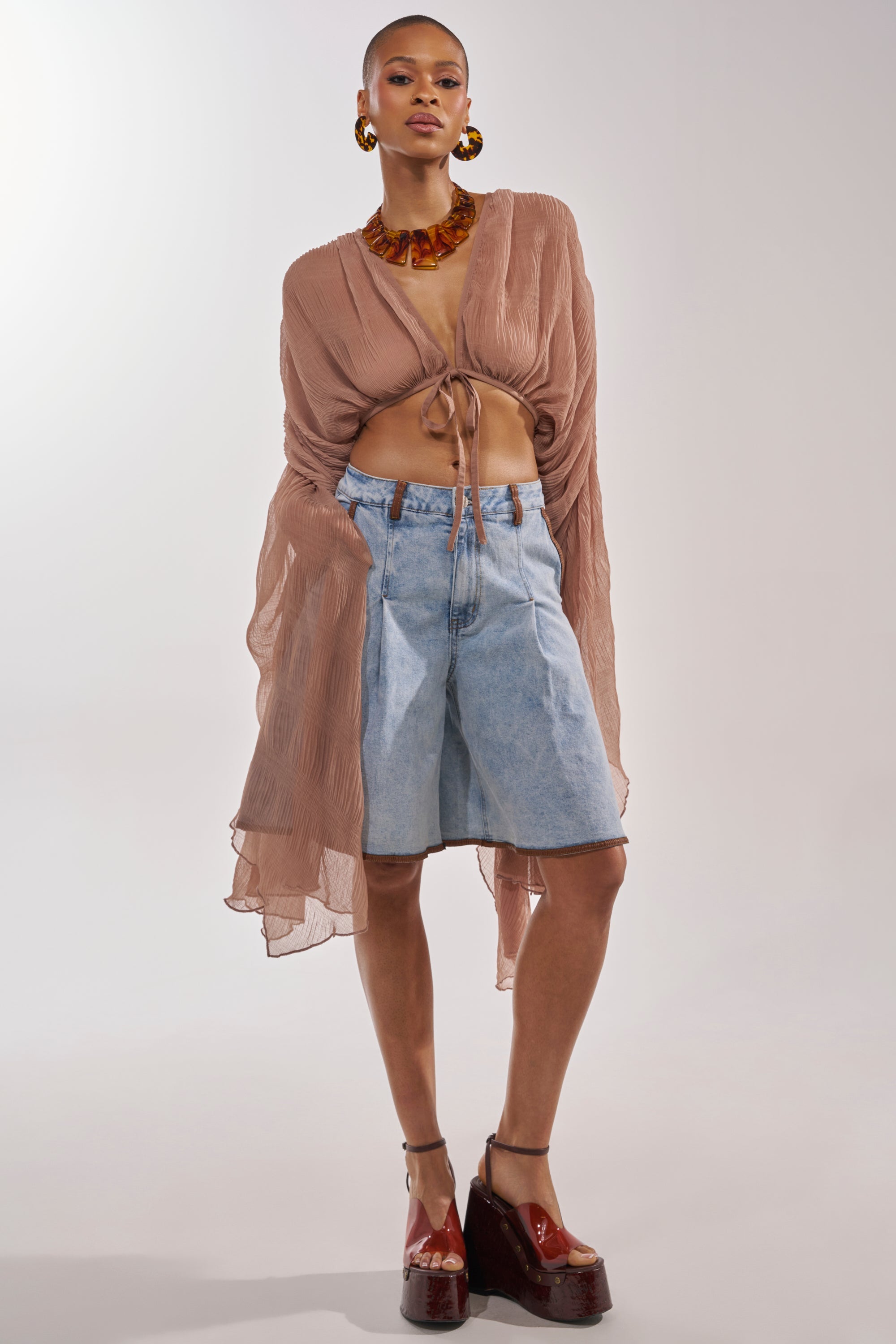 FLY AWAY CHIFFON BLOUSE IN TAUPE