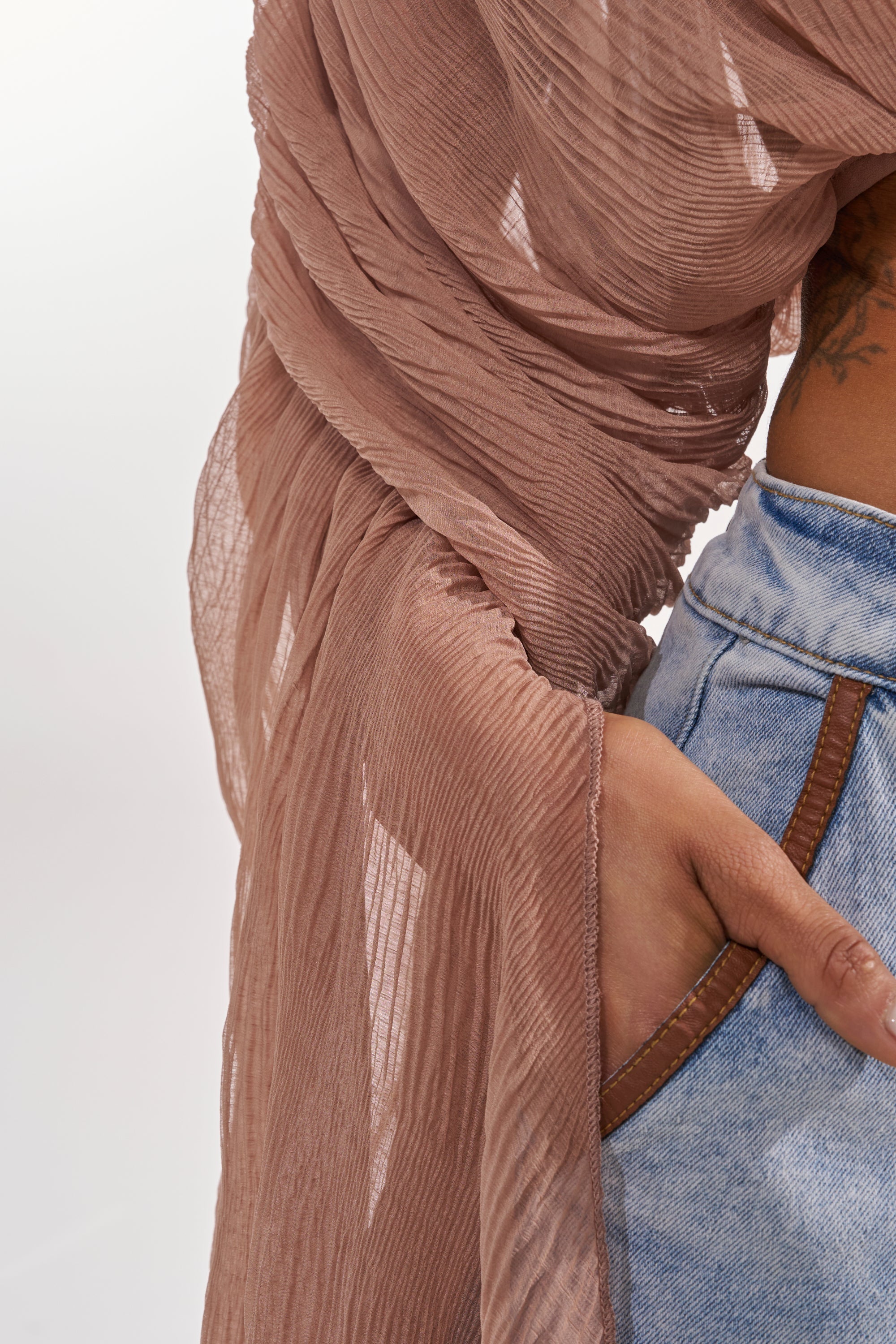 FLY AWAY CHIFFON BLOUSE IN TAUPE