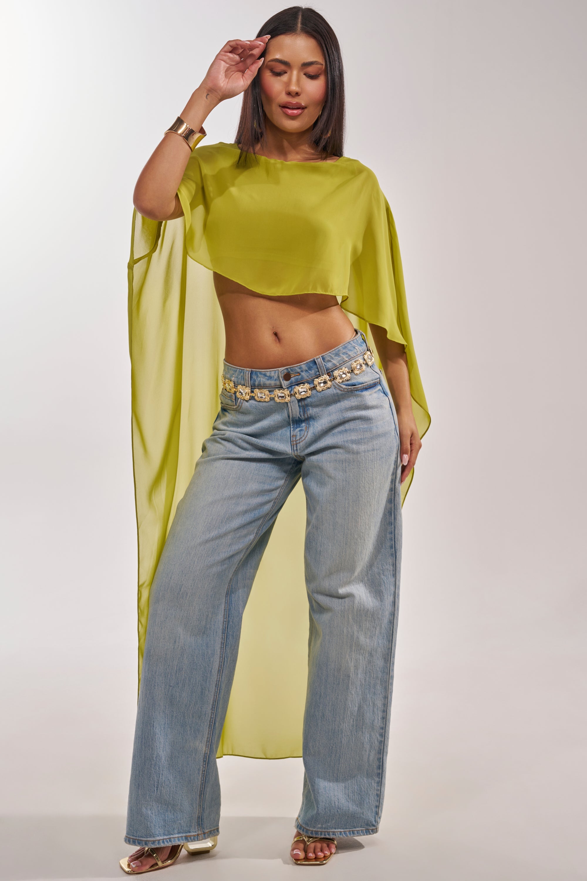 IT GIRL BLOUSE IN CHARTREUSE