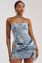 THIS IS MY CALLING EMBELLISHED DENIM MINI DRESS