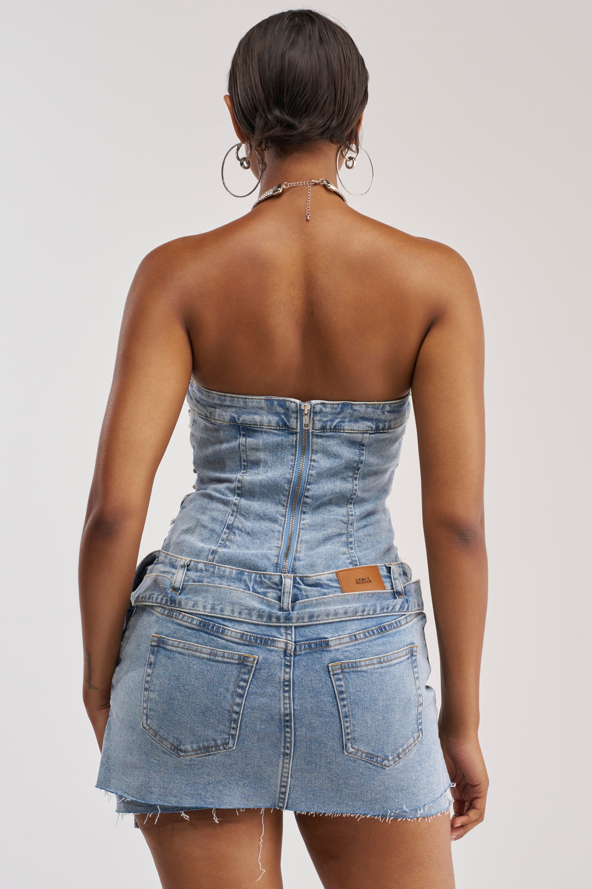 THIS IS MY CALLING EMBELLISHED DENIM MINI DRESS