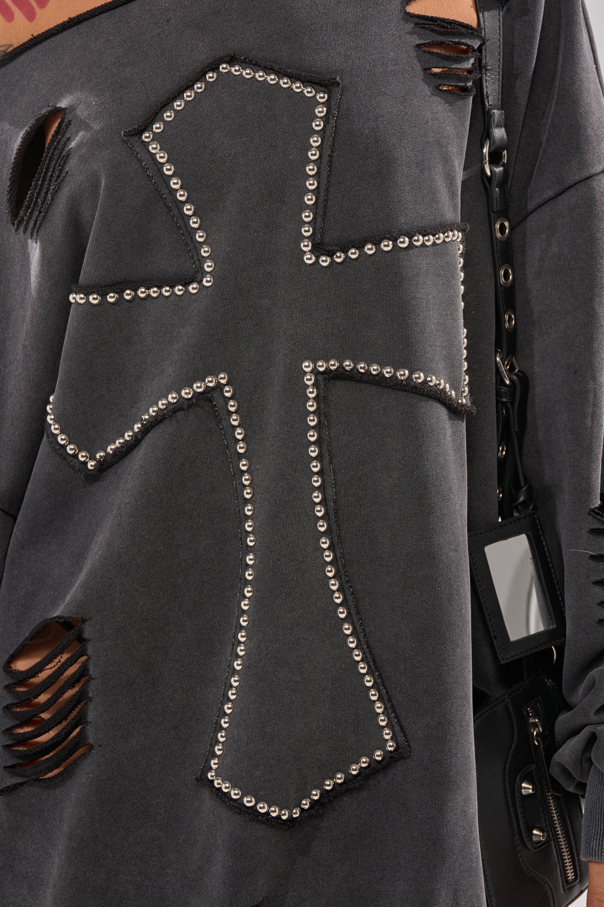 LEX STUDDED MINI SWEATSHIRT DRESS