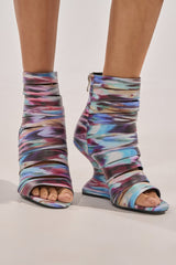 AZALEA WANG JOHANNES MULTI RAINBOW WEDGE OPEN TOE BOOTIE