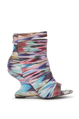 AZALEA WANG JOHANNES MULTI RAINBOW WEDGE OPEN TOE BOOTIE