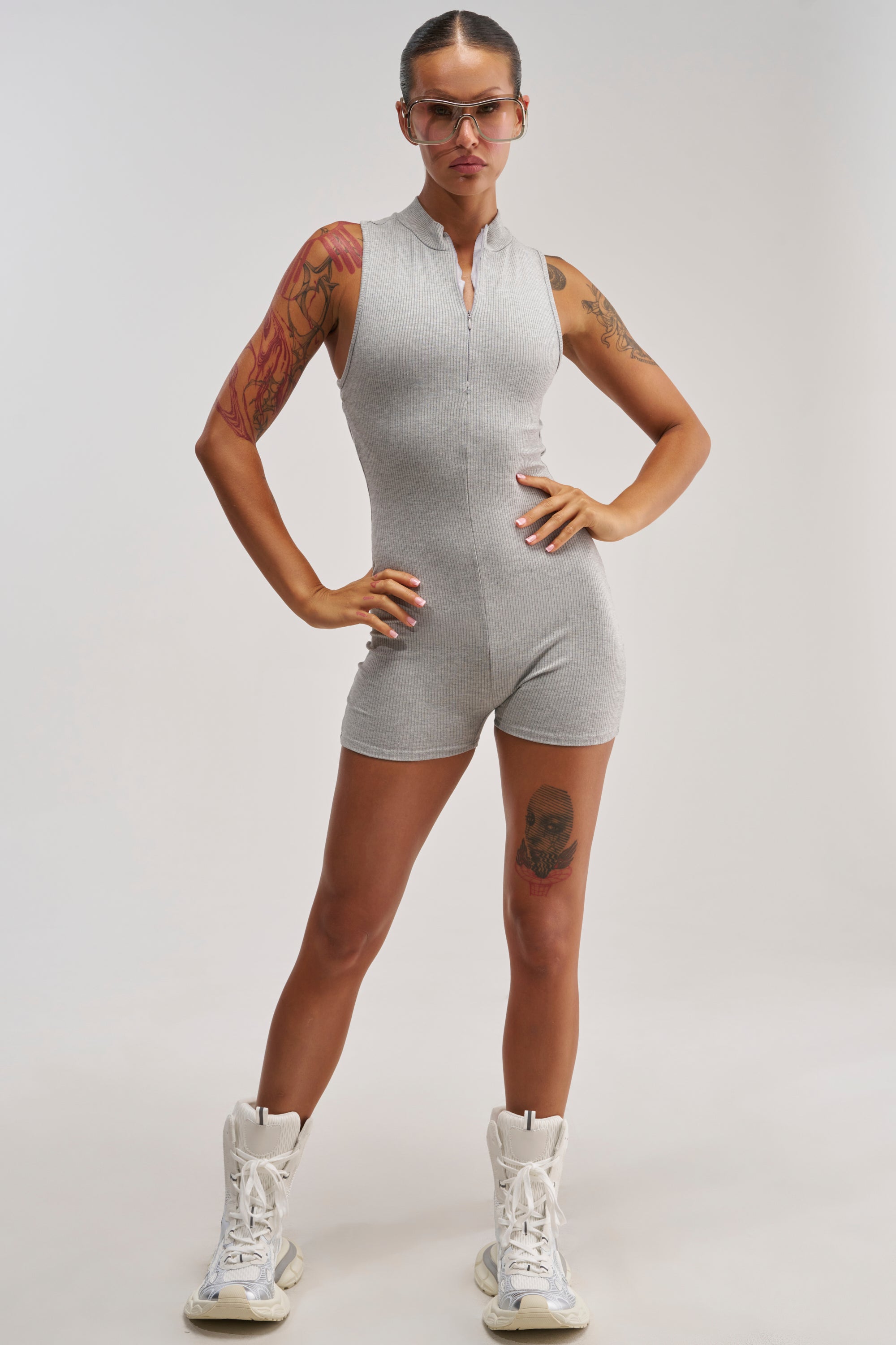 EFFORTLESS ICON ZIP UP KNIT ROMPER