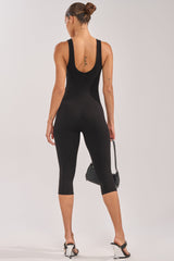 JUST RUN WITH IT BODYCON CAPRI JUMPSUIT IN BLACK