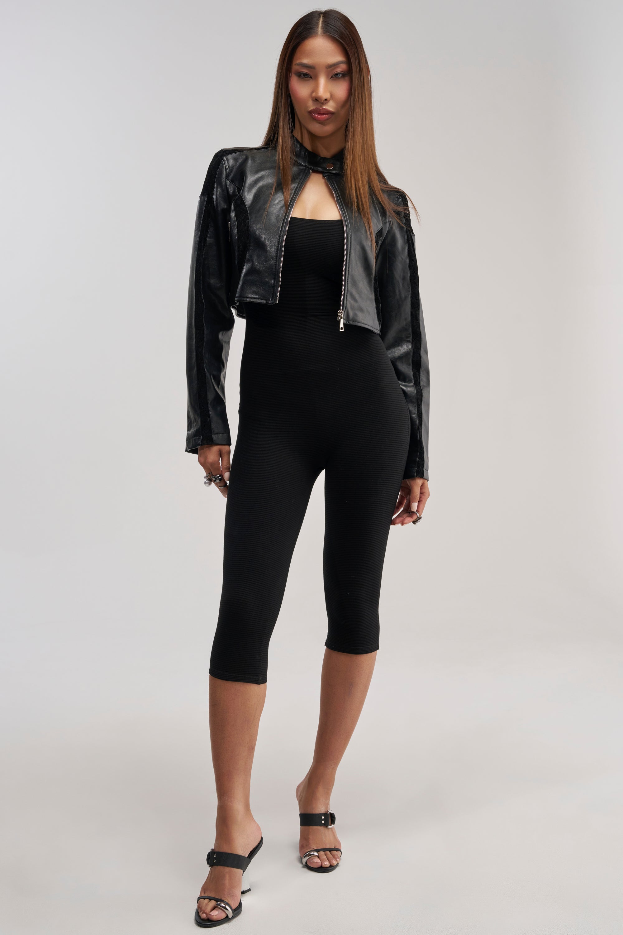 KEEP IT CUTE HALTER KNIT CAPRI JUMPSUIT