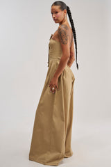 MILANO WOVEN JUMPSUIT IN KHAKI