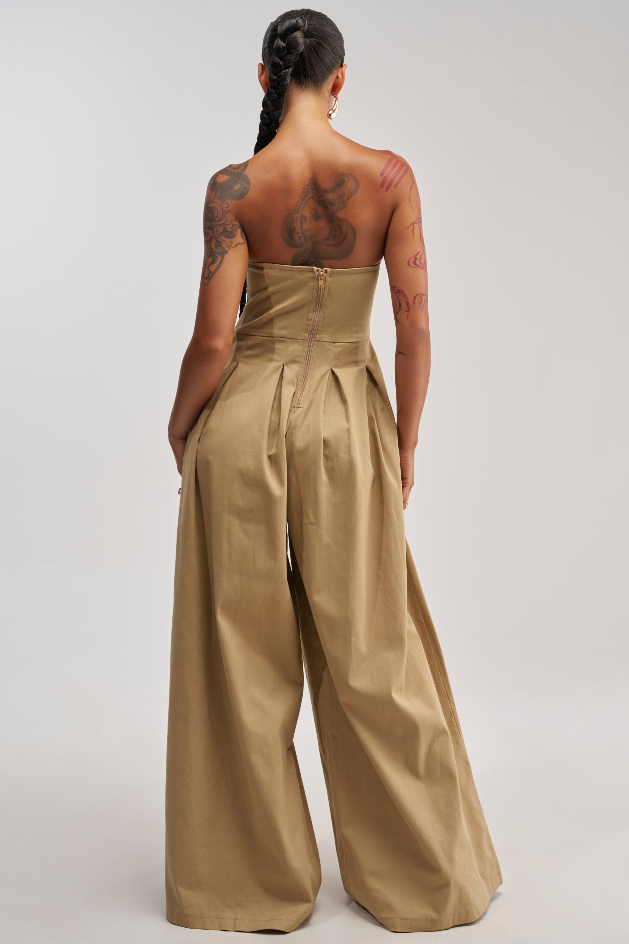 MILANO WOVEN JUMPSUIT IN KHAKI