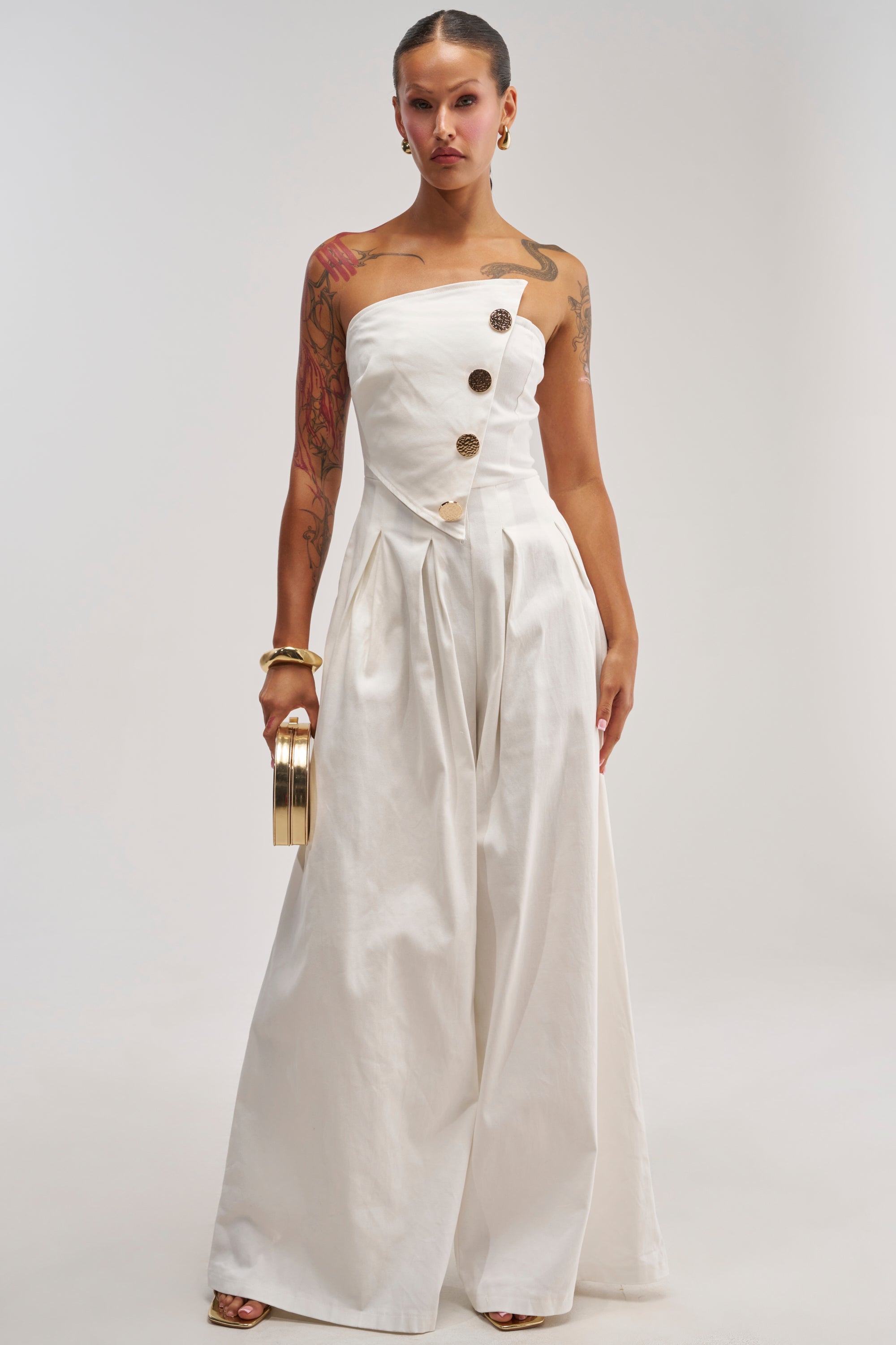 MILANO WOVEN JUMPSUIT IN WHITE