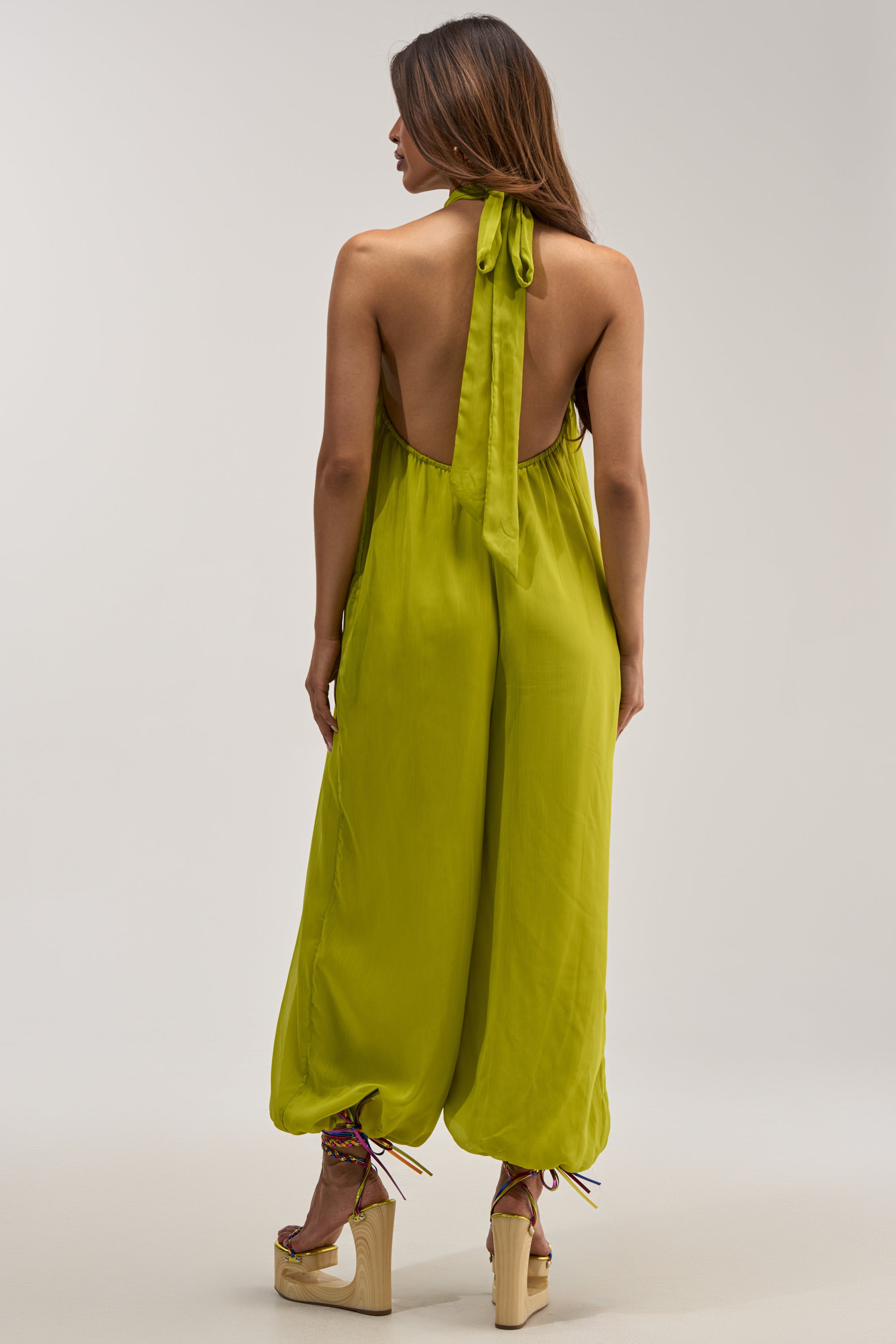 PLUS ONE CHIFFON JUMPSUIT IN CHARTRUESE