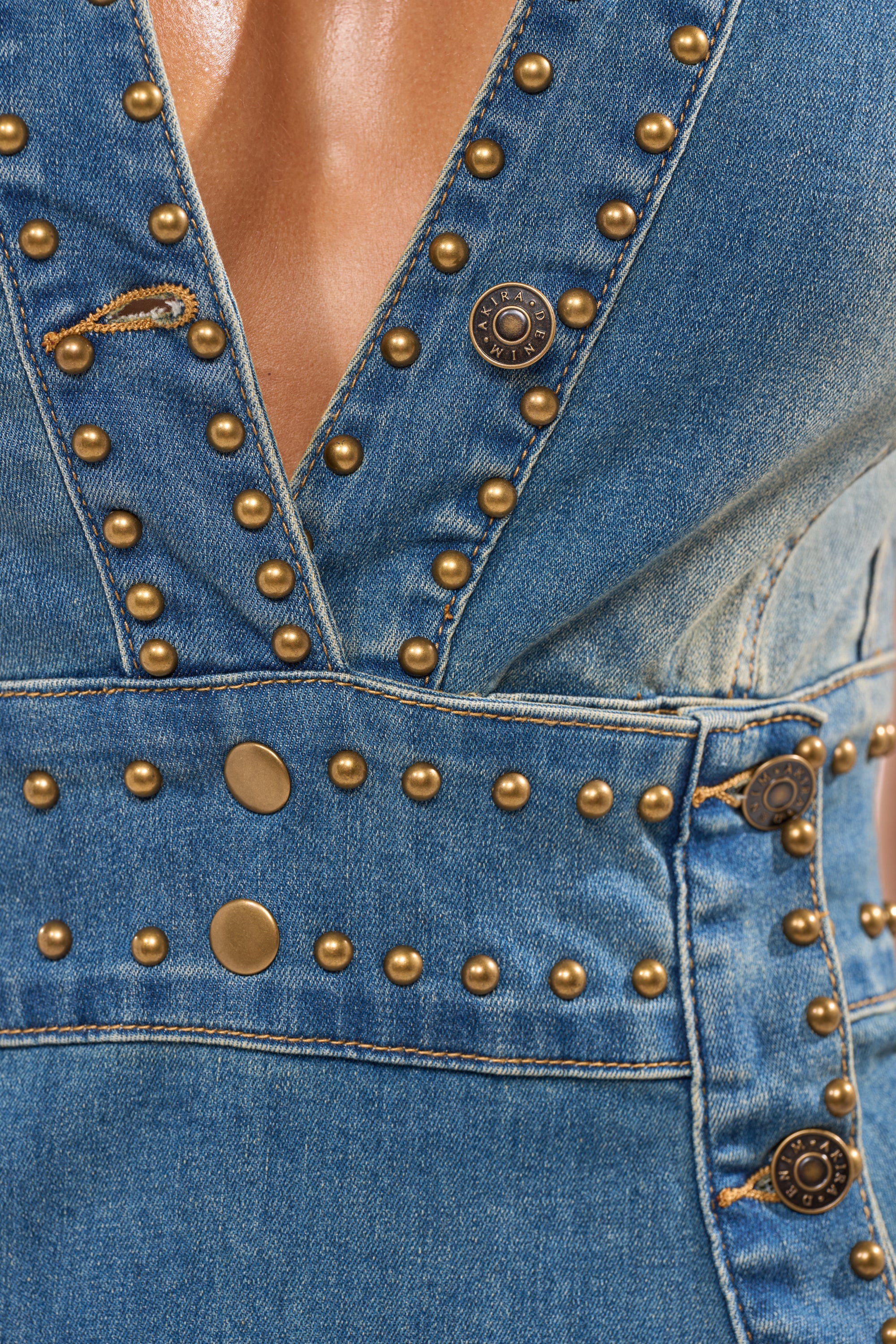 BABY GIRL STUDDED DENIM MINI DRESS