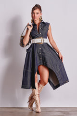 MADELINE BUTTON UP DENIM MIDI DRESS