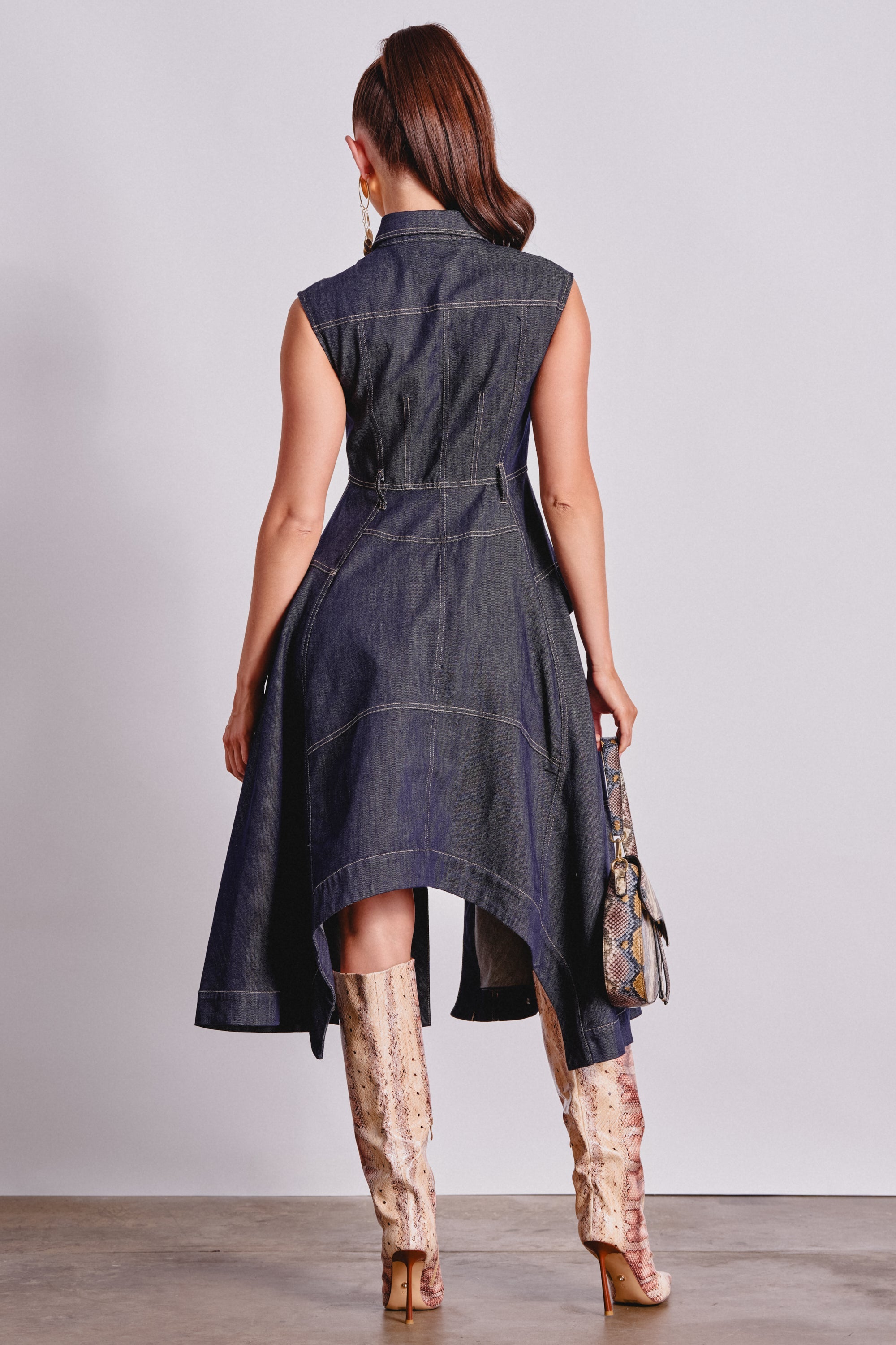 MADELINE BUTTON UP DENIM MIDI DRESS