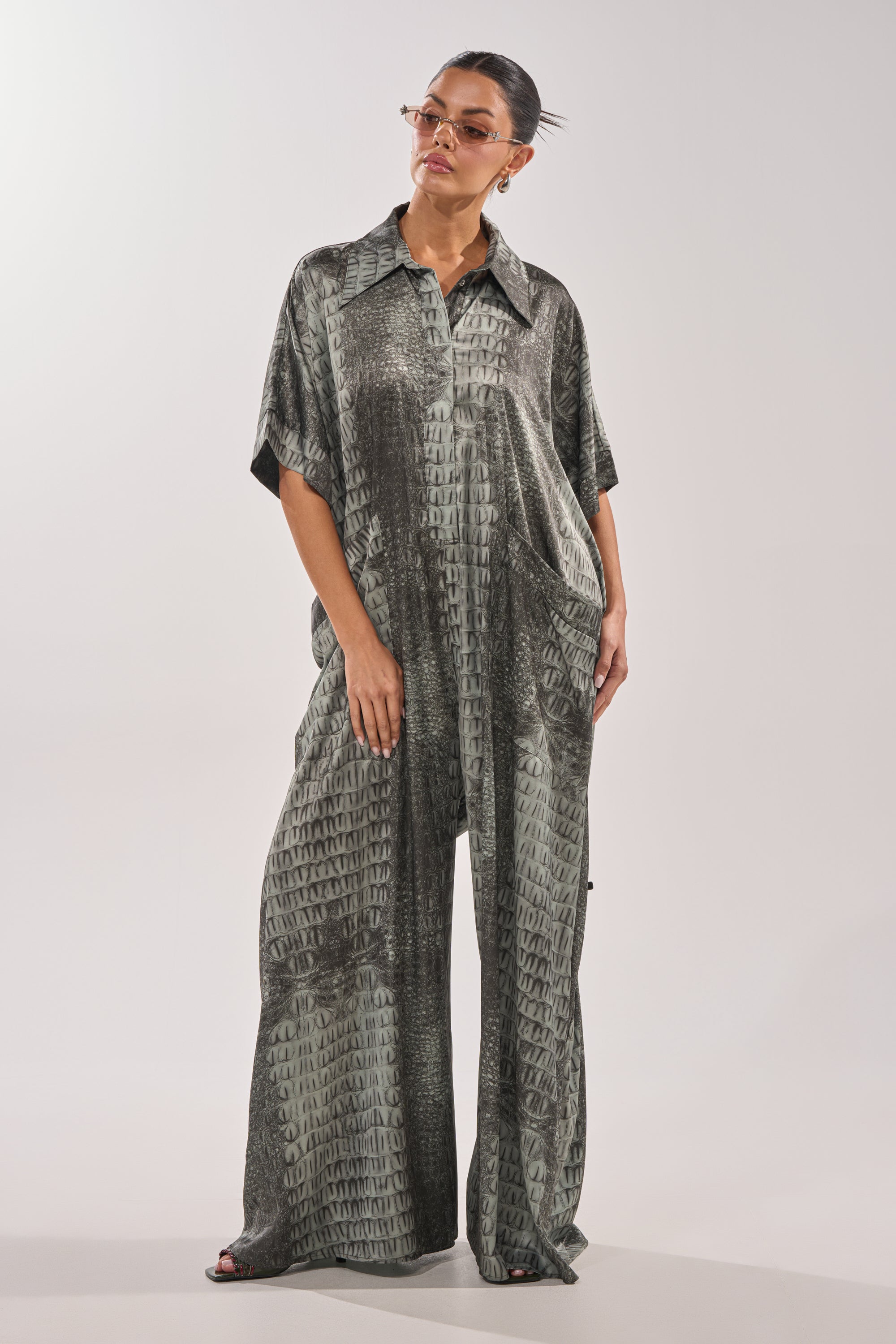 SHE'S RICH OVERSIZED JUMPSUIT IN SNAKE