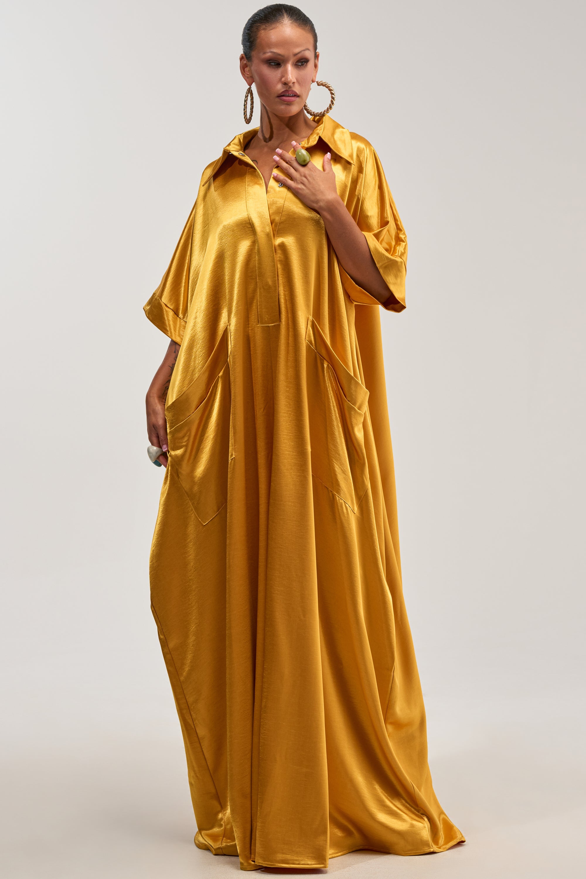 SHE'S RICH OVERSIZED JUMPSUIT IN MUSTARD