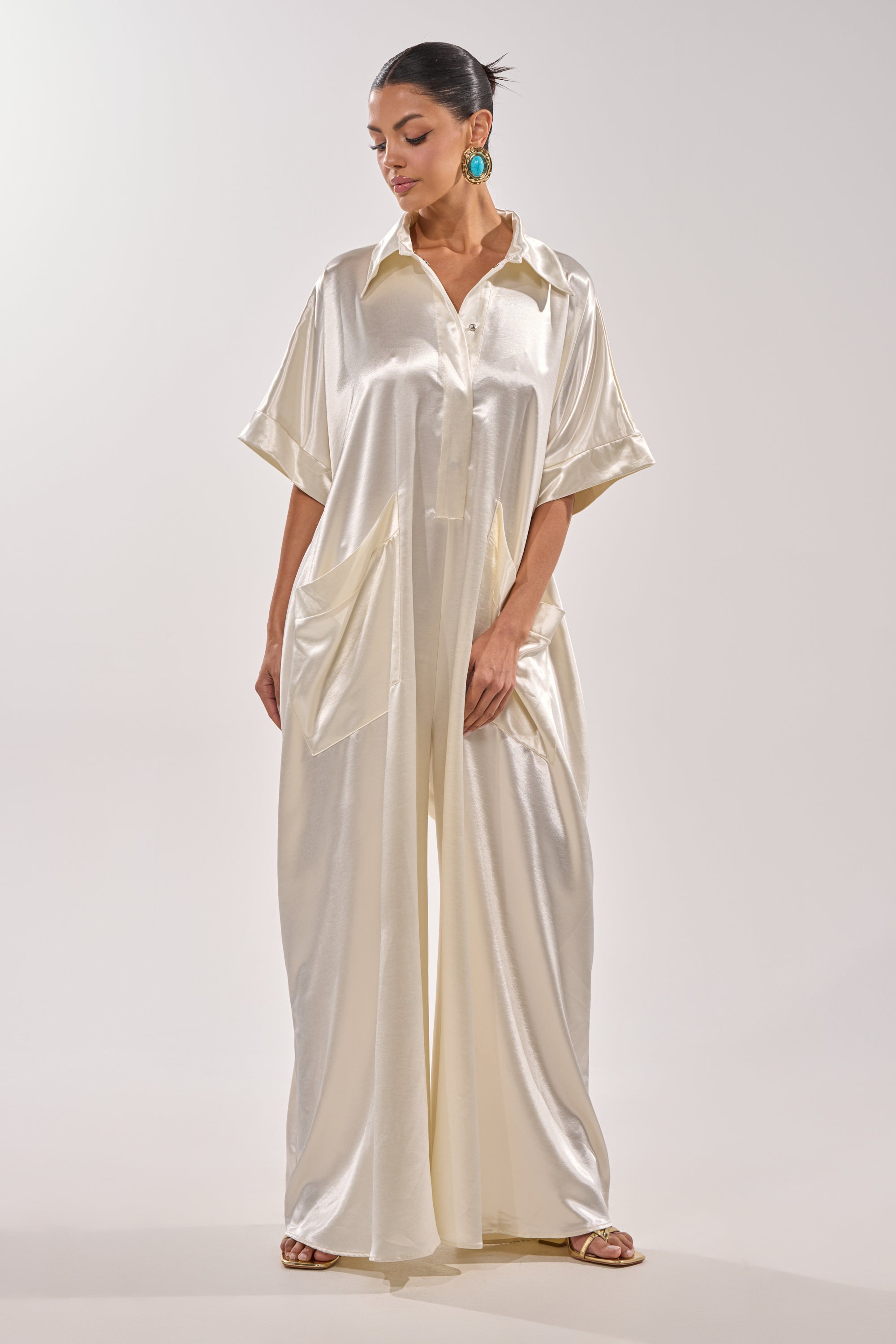SHE'S RICH OVERSIZED JUMPSUIT IN LUXE CREAM