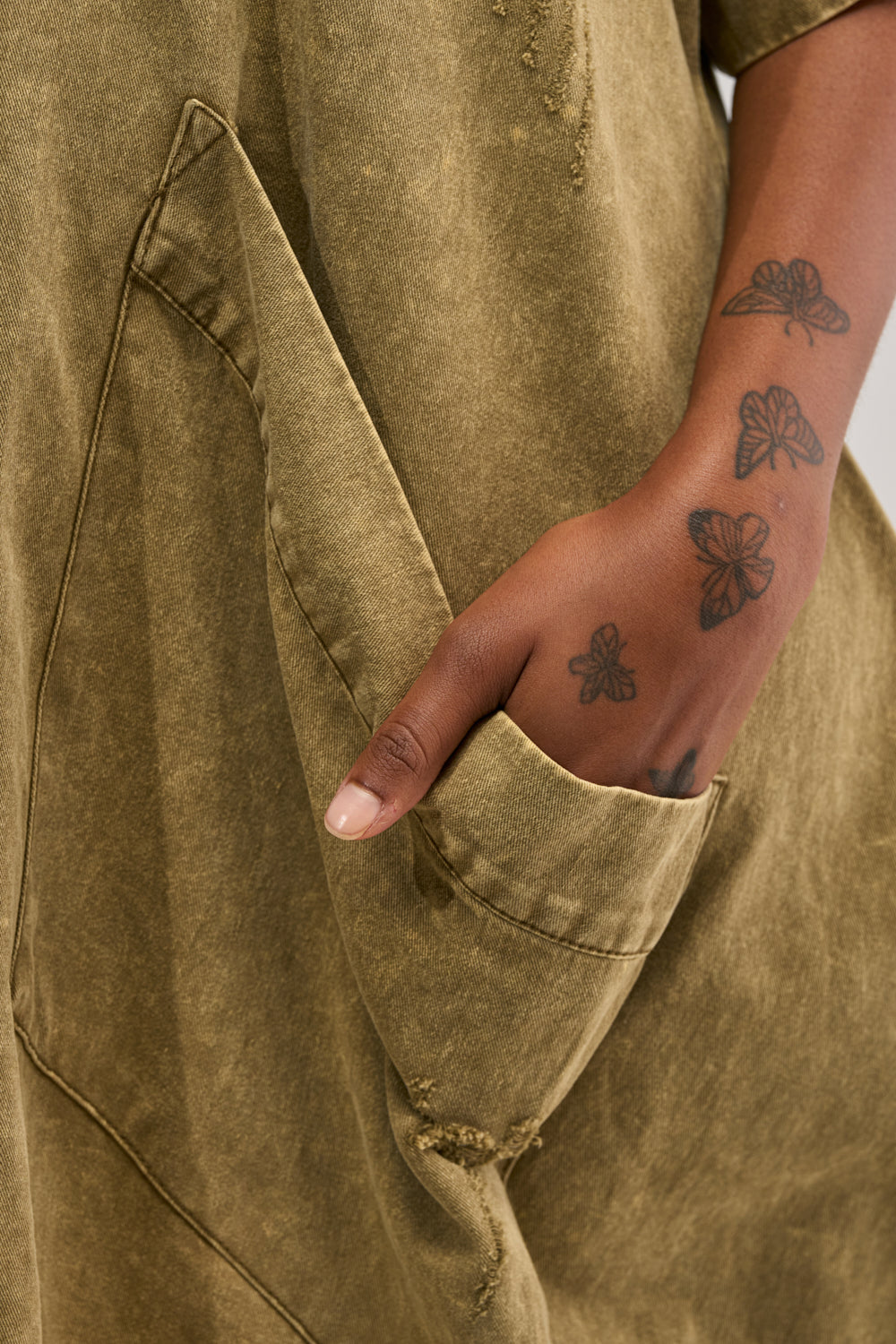 THE BEST OVERSIZED DENIM JUMPSUIT IN OLIVE