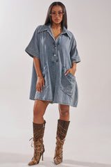 MELODY COLLARED DENIM ROMPER