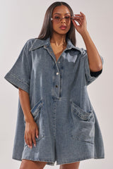 MELODY COLLARED DENIM ROMPER