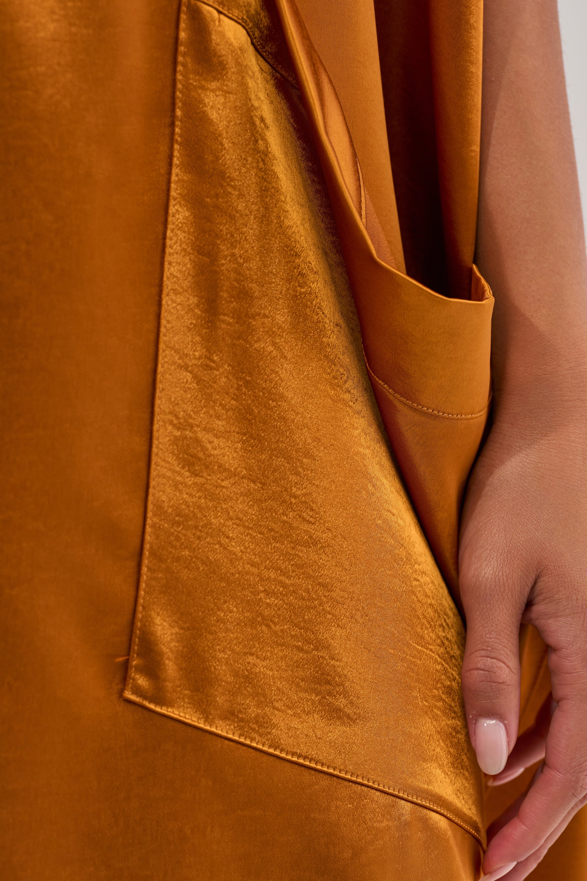 SHE'S RICH OVERSIZED SATIN ROMPER IN MUSTARD