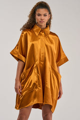 SHE'S RICH OVERSIZED SATIN ROMPER IN MUSTARD