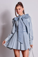 CAROLINA DENIM BOW MINI DRESS