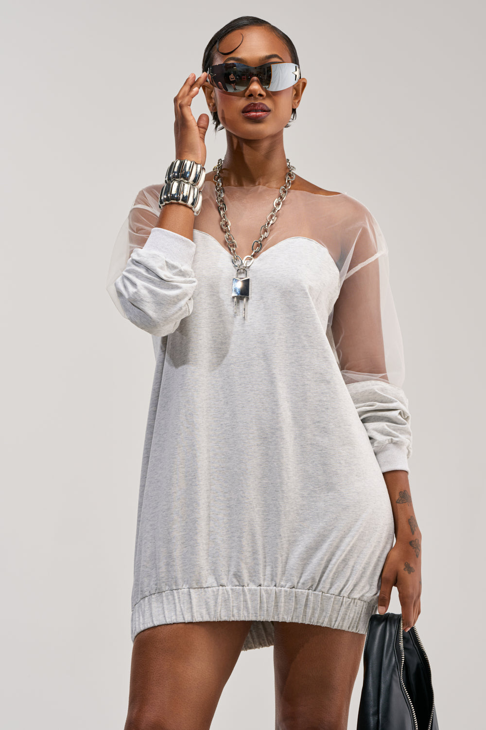 THE BIG REVEAL SHEER ILLUSION MINI DRESS