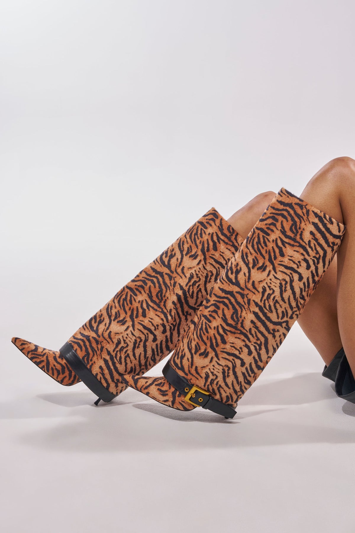 AZALEA WANG JUST TIGER STILETTO FOLD OVER BOOT